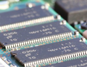 Micron DRAM memory chips from a laptop computer