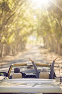 Car in woods